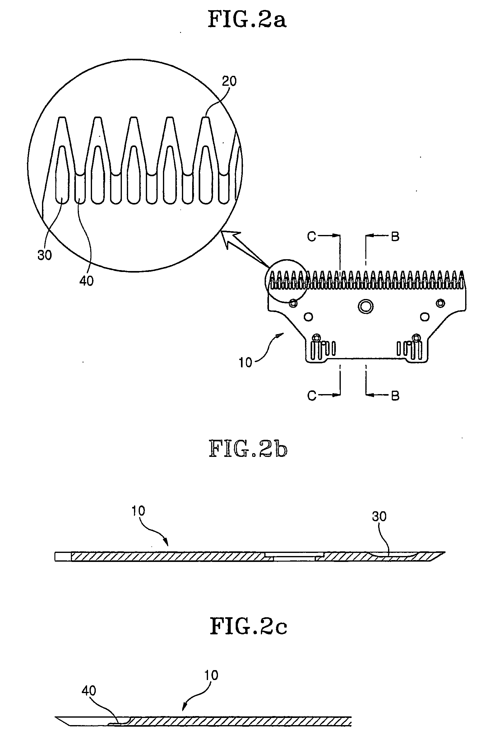 Etching blade of electric shaver