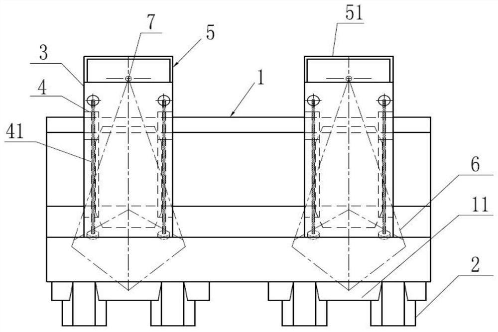 Horizontal embedded anchorage foundation