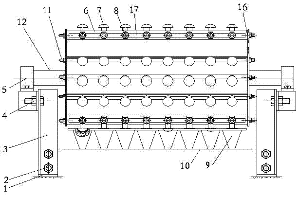 Seedling-raising disk substrate cylinder-type punching and indenting device