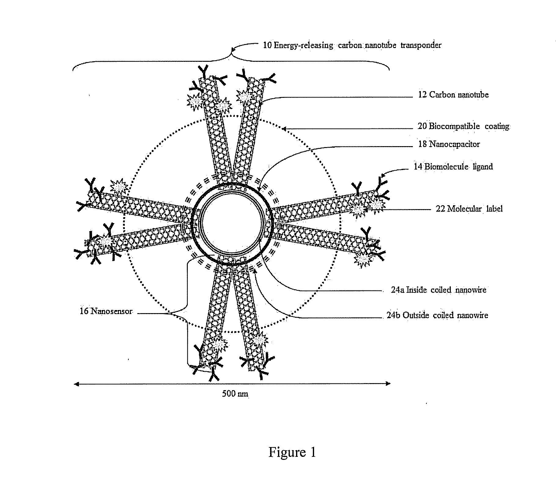 Energy-releasing carbon nanotube transponder and method of using same