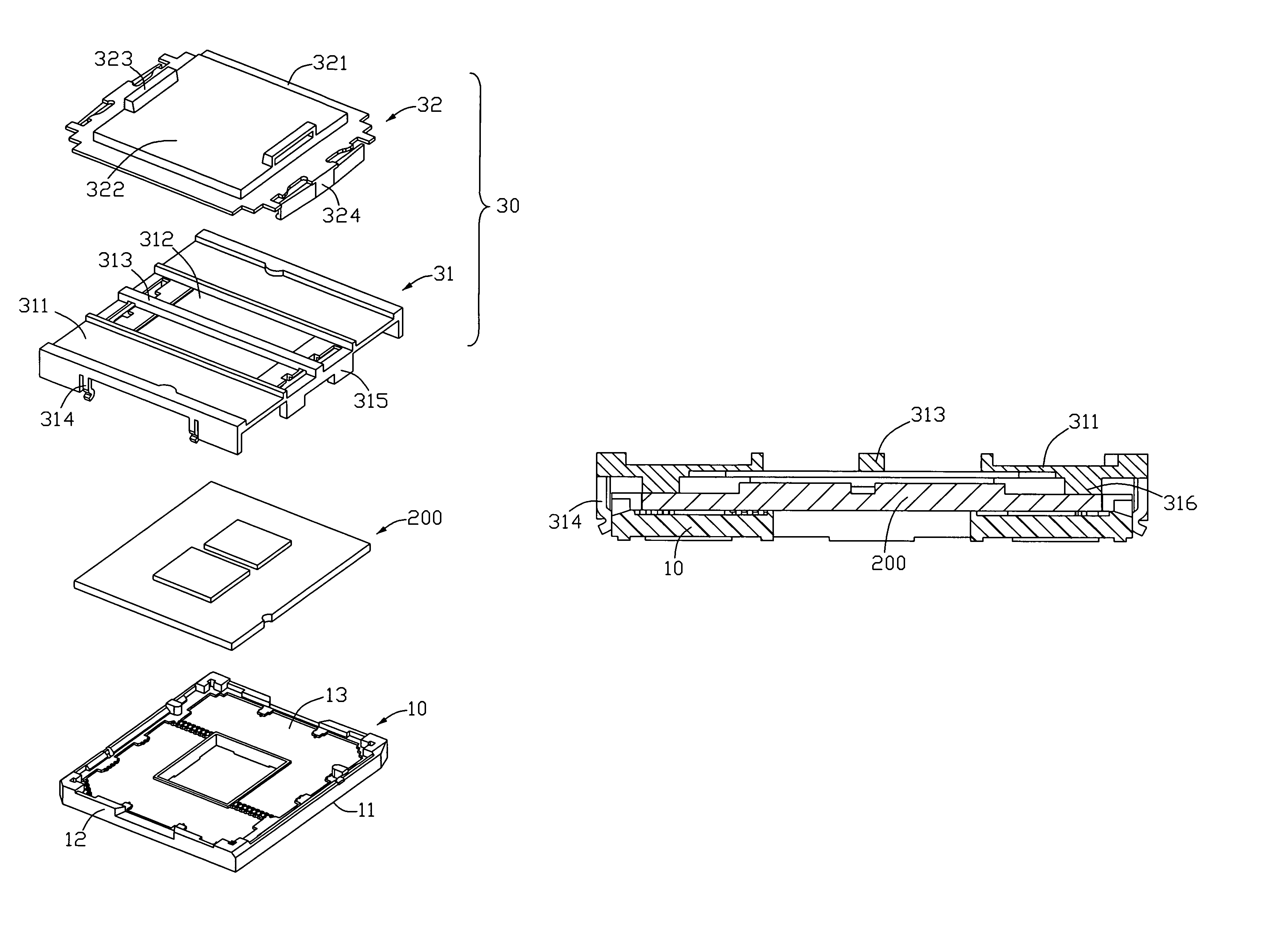 CPU socket assembly with package retention mechanism