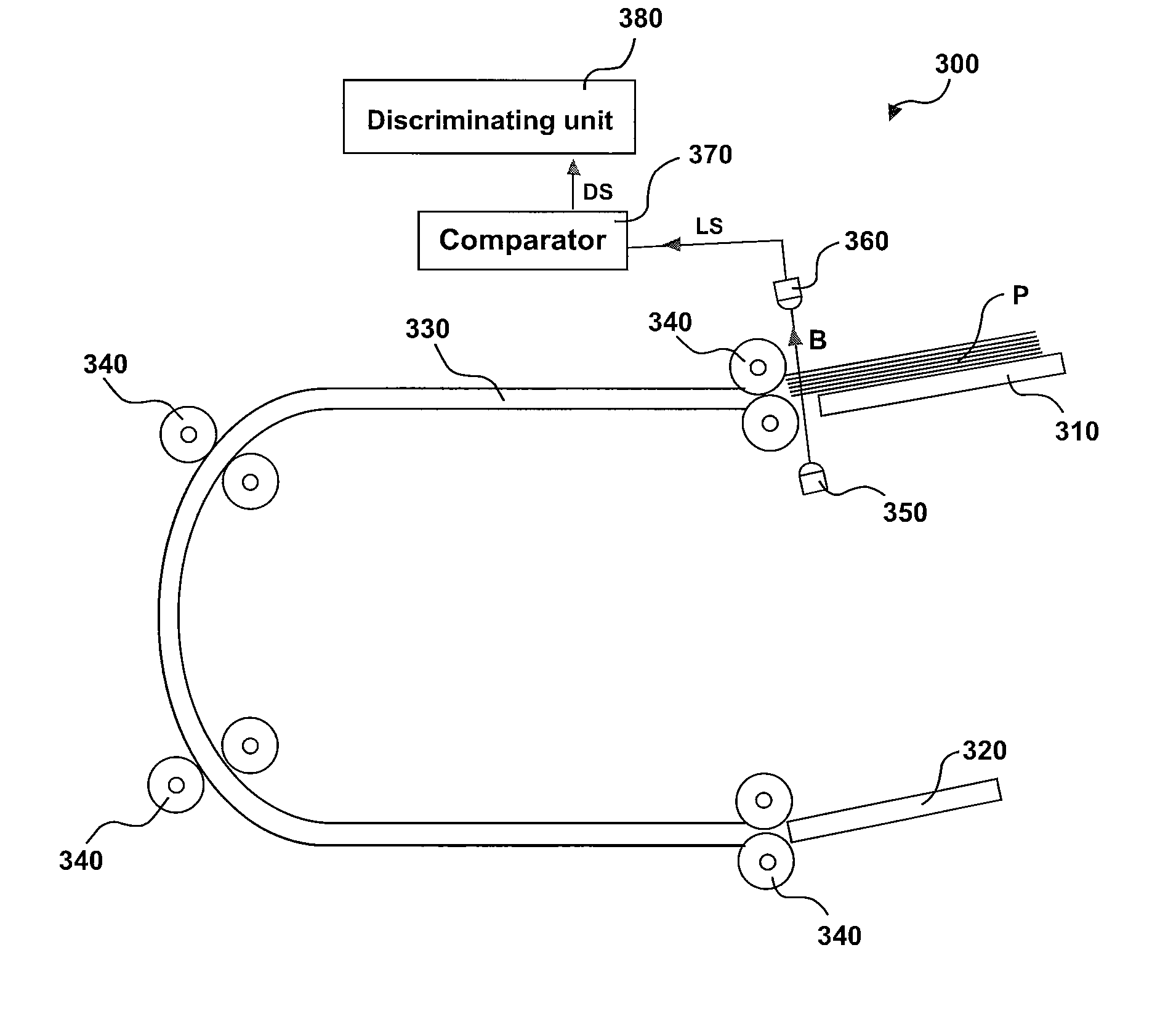 Automatic document feeder with mechanism to discriminate document types