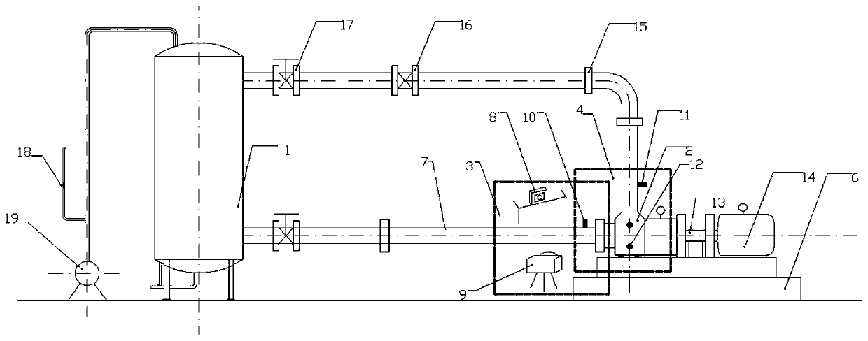 Device and method for testing blade pump backflow vortex cavitation