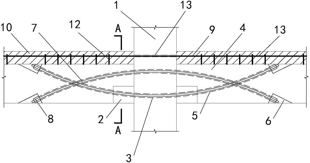 Assembly integral type concrete frame structure of dry-wet mixed connection of nodes and construction method