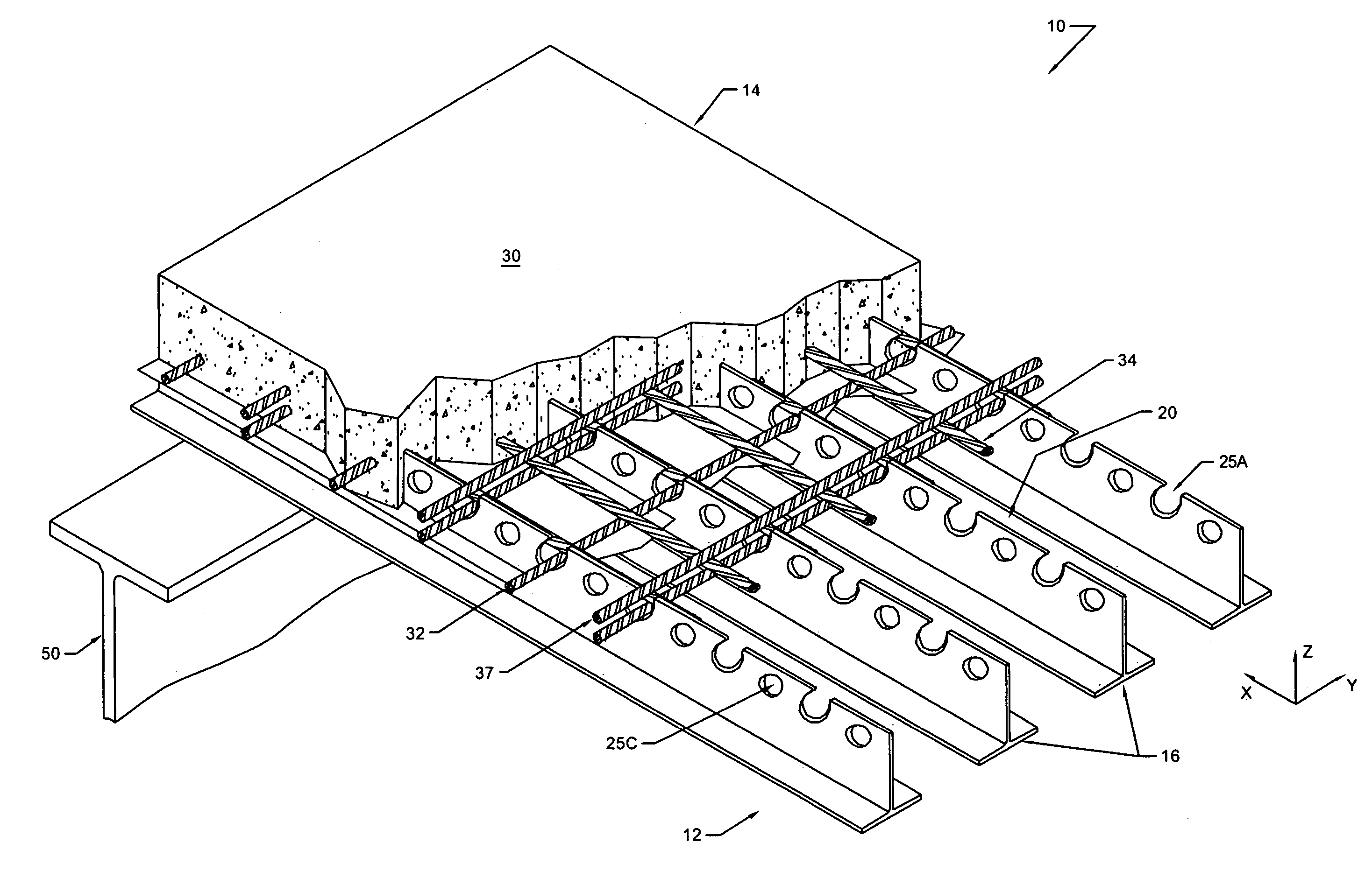 Prestressed or post-tension composite structural system