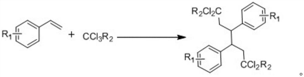 A kind of preparation method of halogenated alkanes synthesized with styrene and its derivatives and trichloroalkane