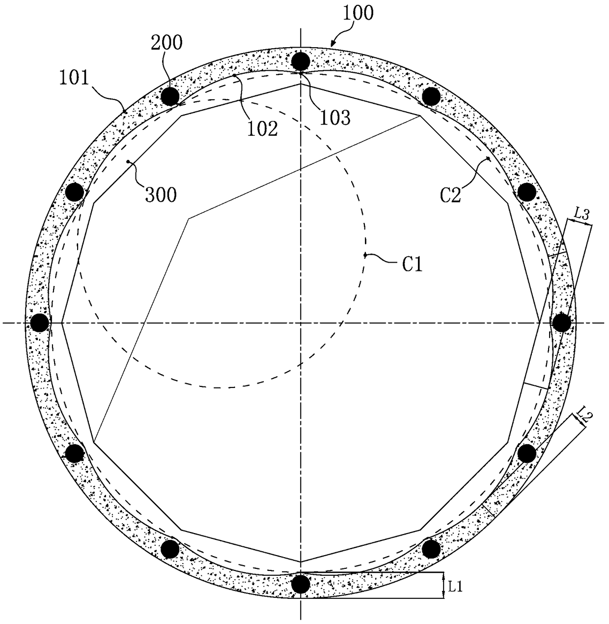 A three-dimensional garage shaft structure