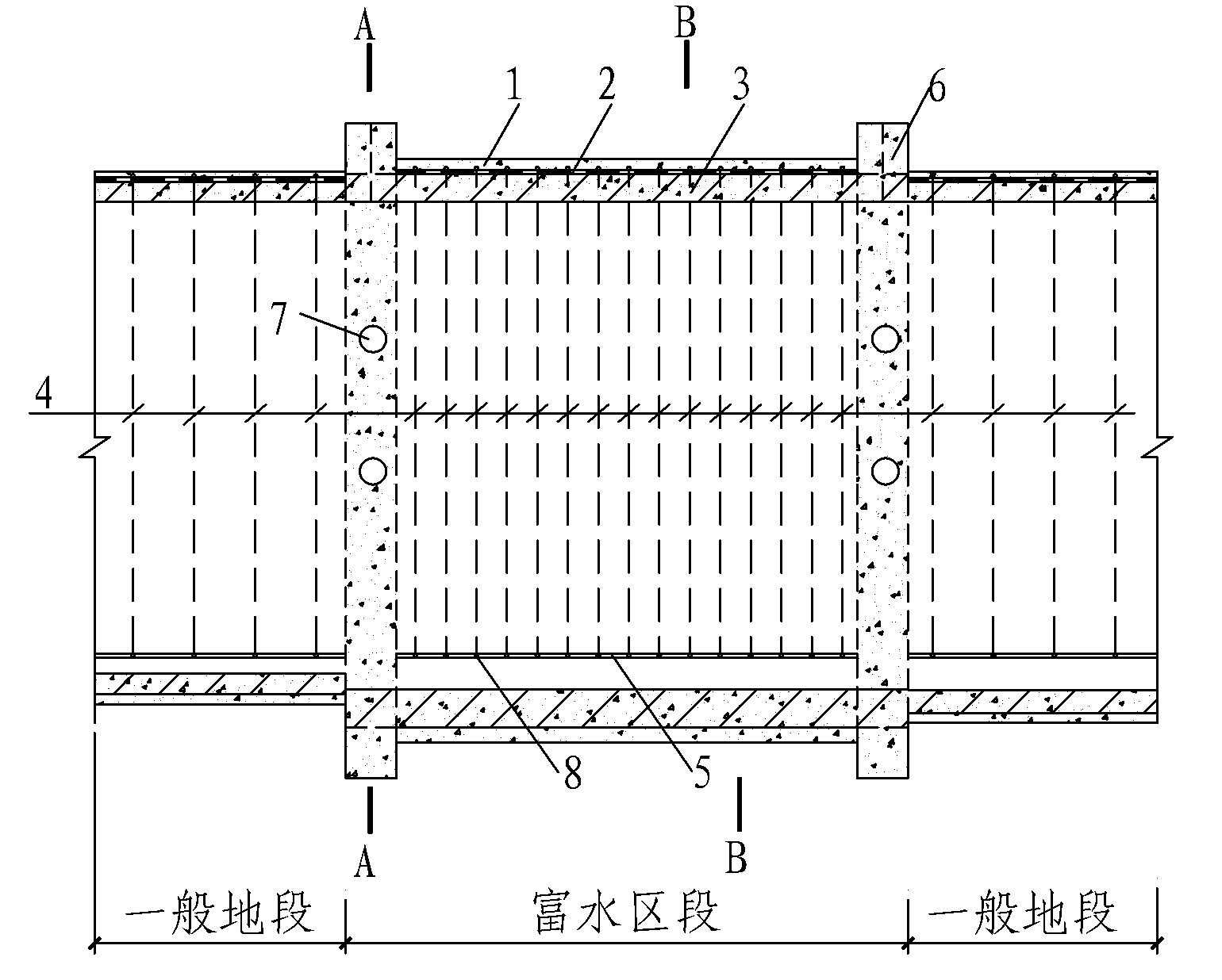 Structure for preventing water at back of tunnel lining from longitudinally streaming