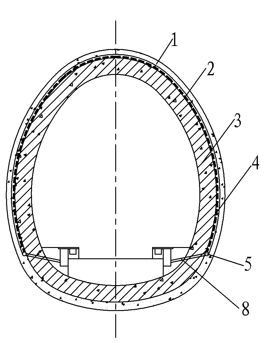 Structure for preventing water at back of tunnel lining from longitudinally streaming