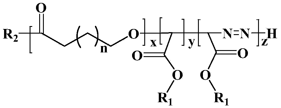 Terpolymer of diazoacetate, carbethoxy cabbeen and cyclic lactone and preparation method thereof