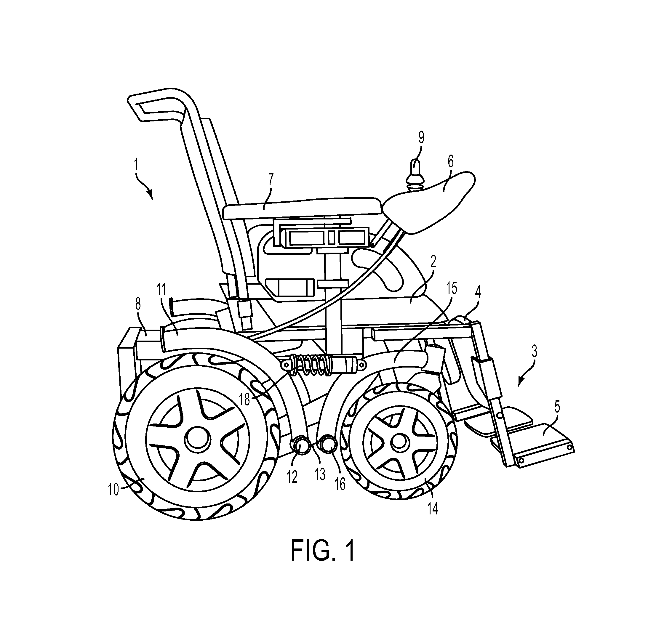 Wheelchair with suspension arms