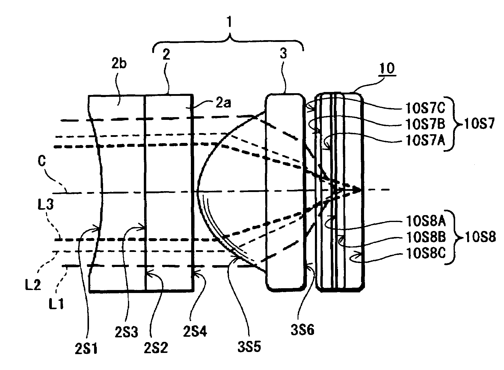 Light focusing optical system, optical pickup device and optical recording and reproducing device using the same, as well as light focusing method