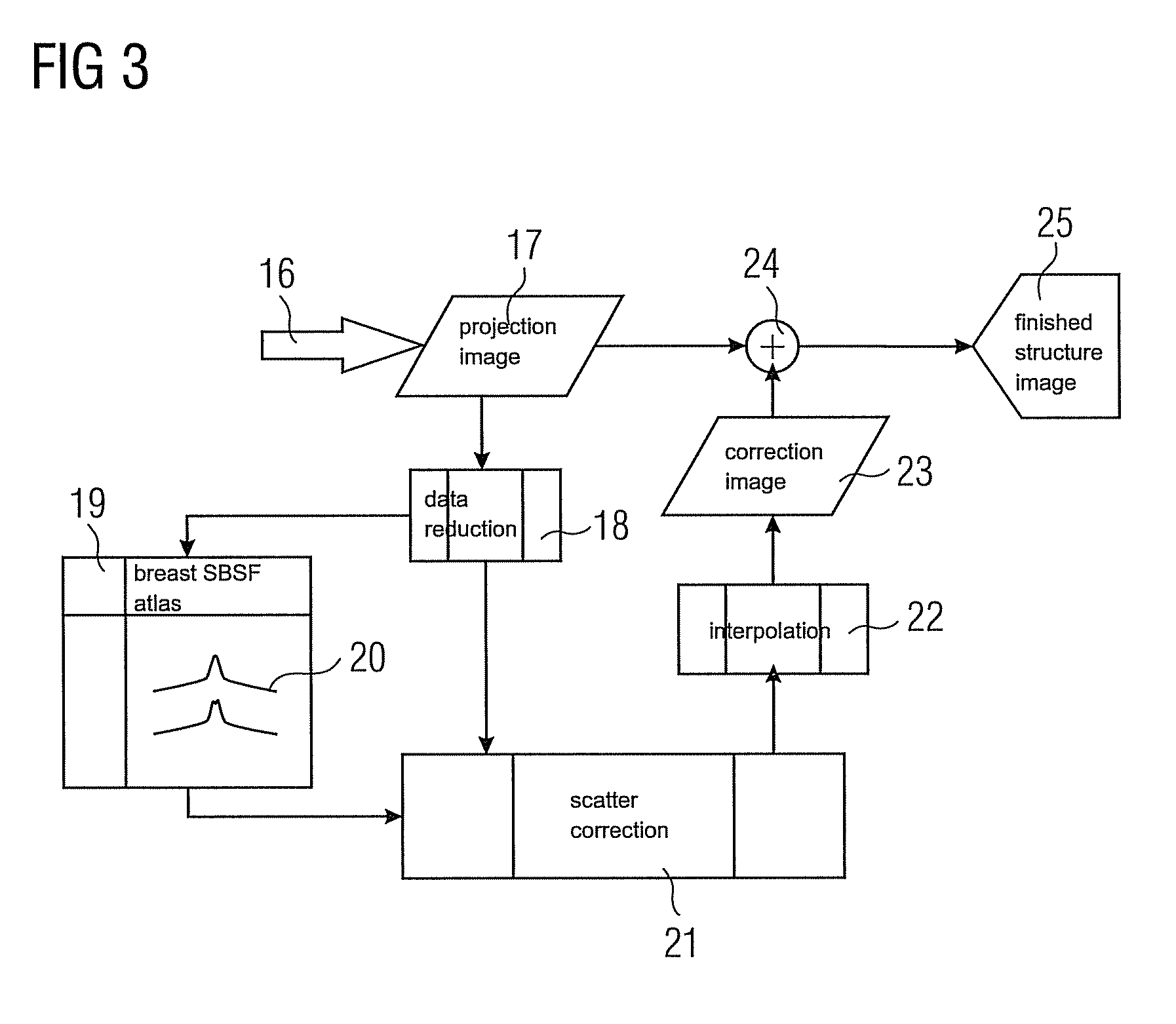 Apparatus and method for scatter correction in projection radiography