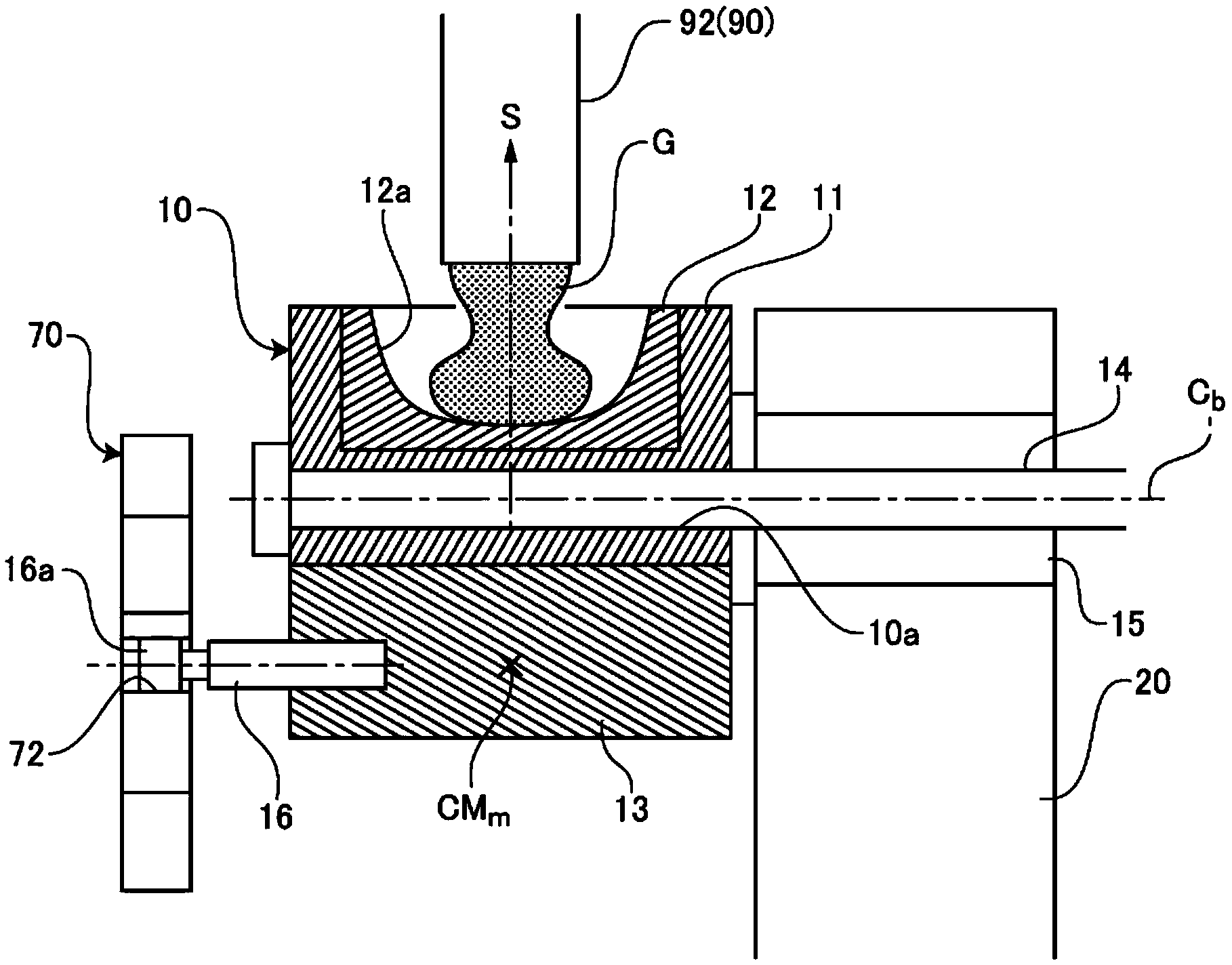 A glass block manufacturing device, a glass block manufacturing method, a glass formed product, and an optical element manufacturing method