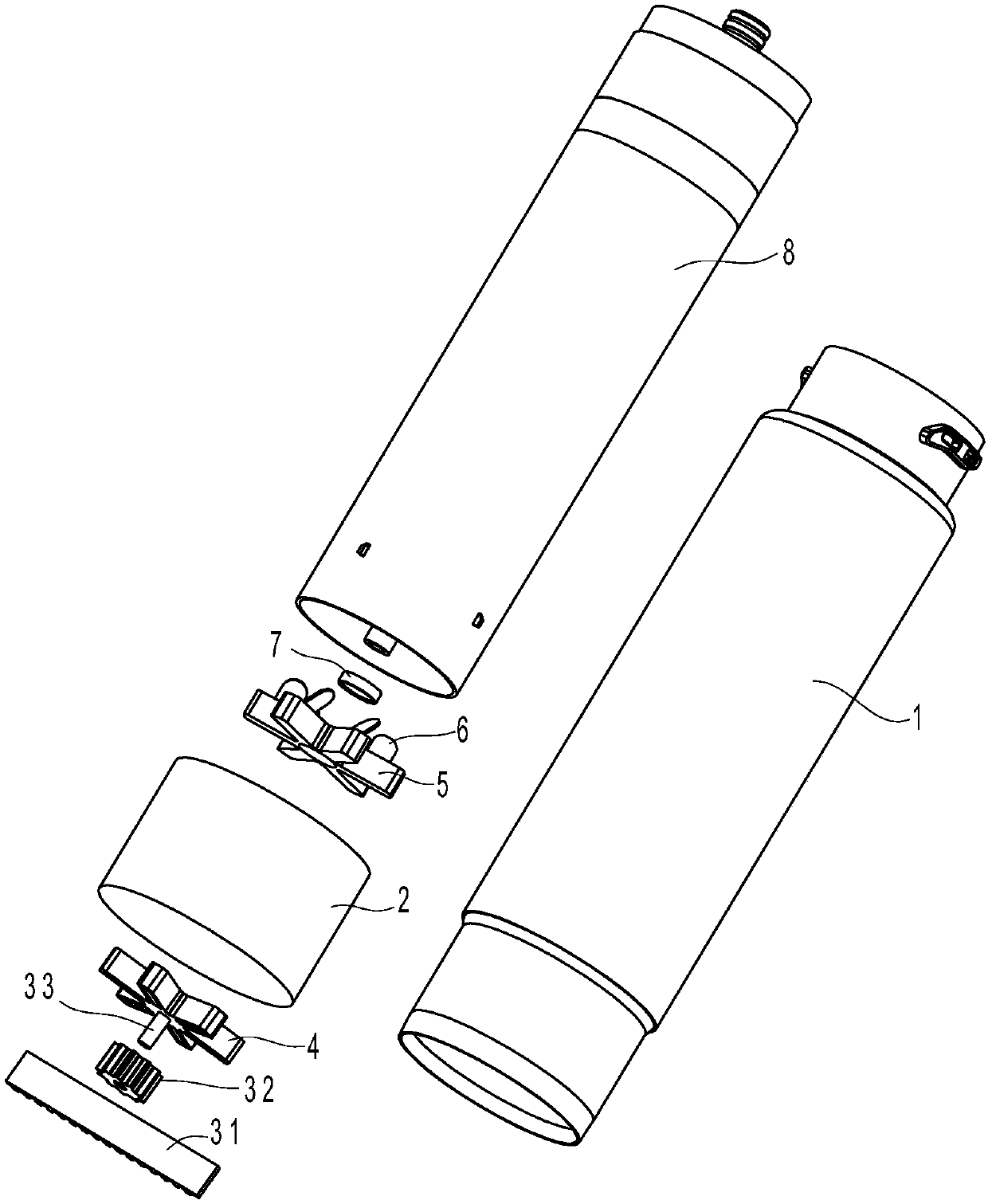 Water purifier filter element with cleaning function