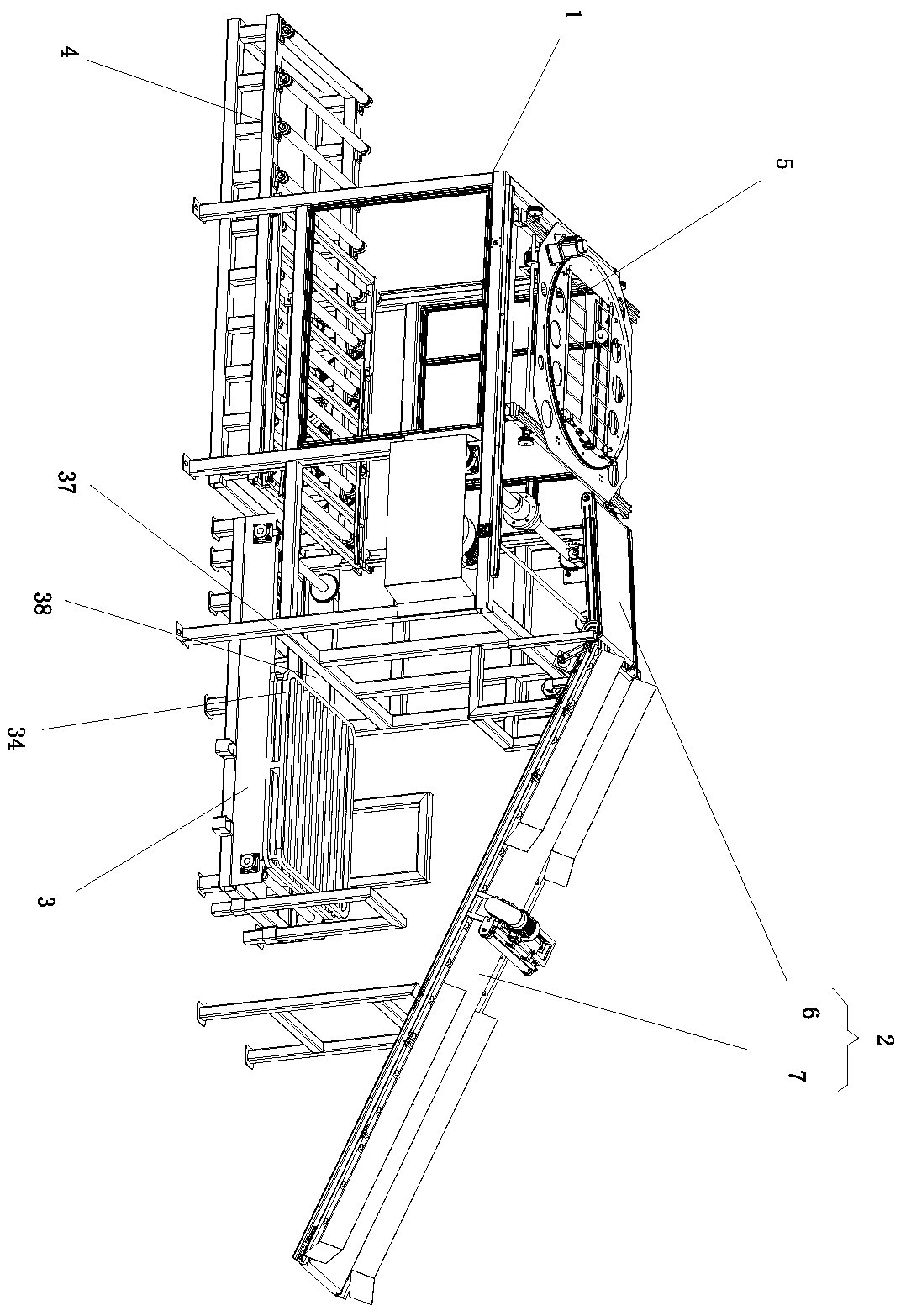 High-speed stacking machine for bagged feed and stacking method thereof