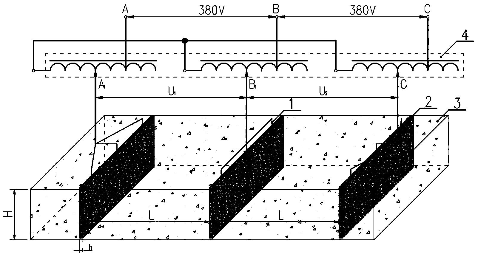 Method and device for obtaining uniform electric field for electrically repairing polluted soil