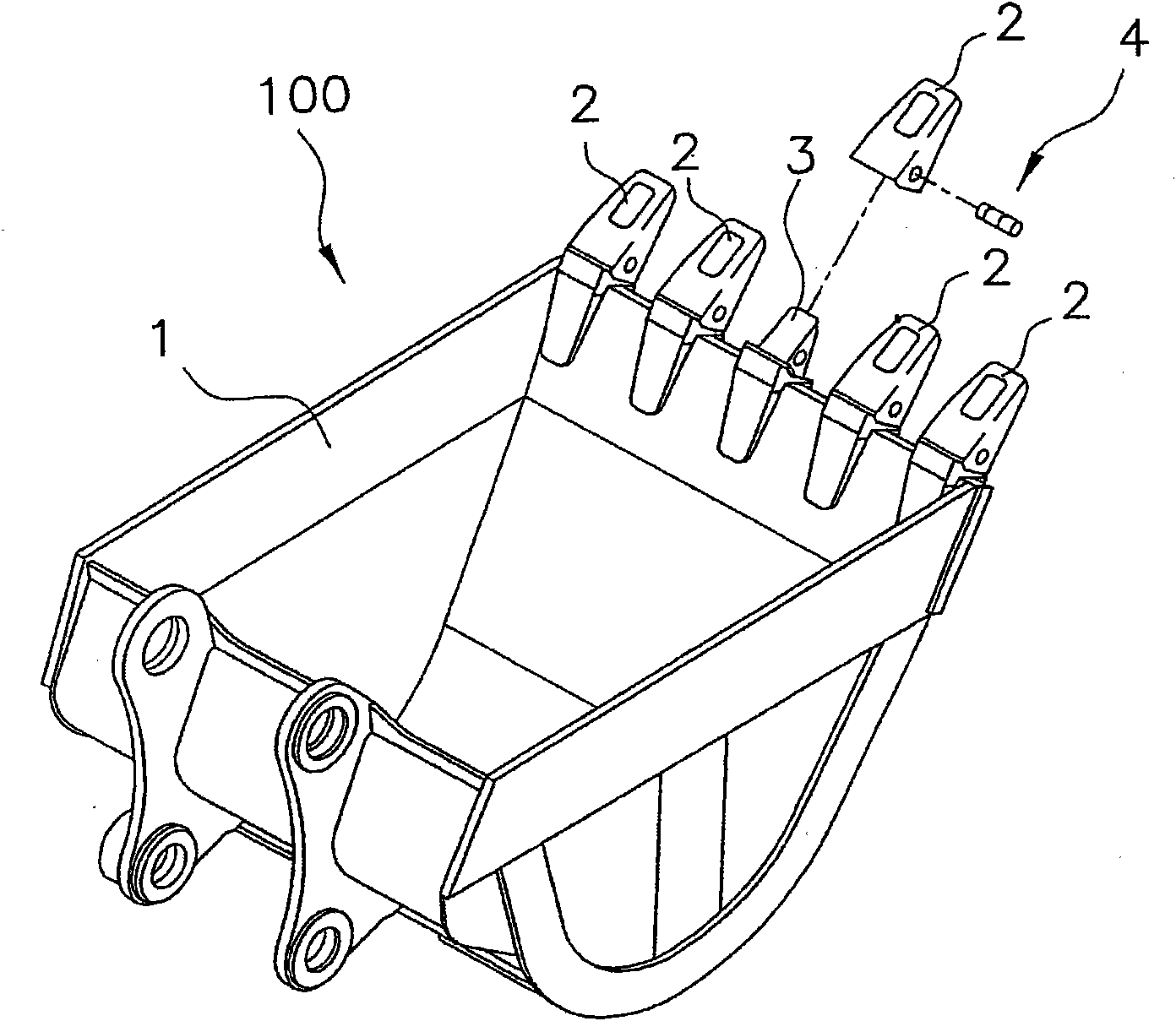 Bucket tooth mounting structure and mounting pin assemble