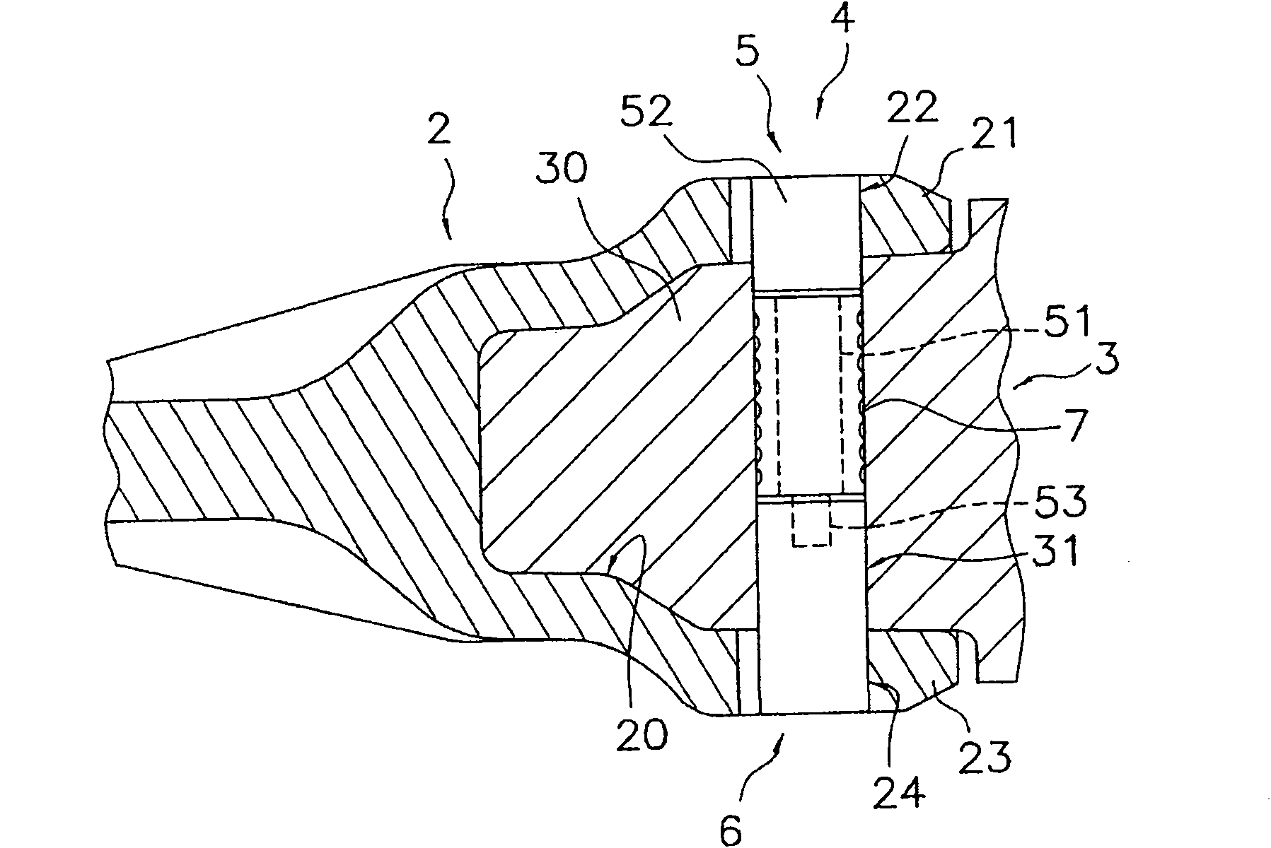 Bucket tooth mounting structure and mounting pin assemble