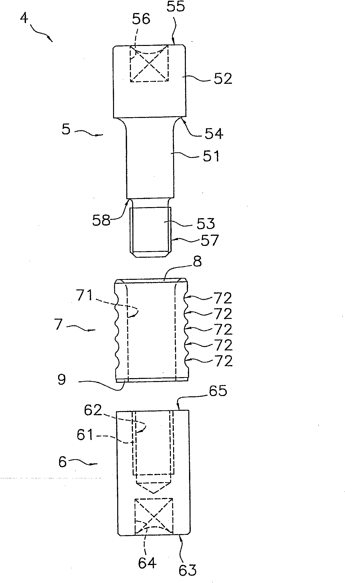 Bucket tooth mounting structure and mounting pin assemble