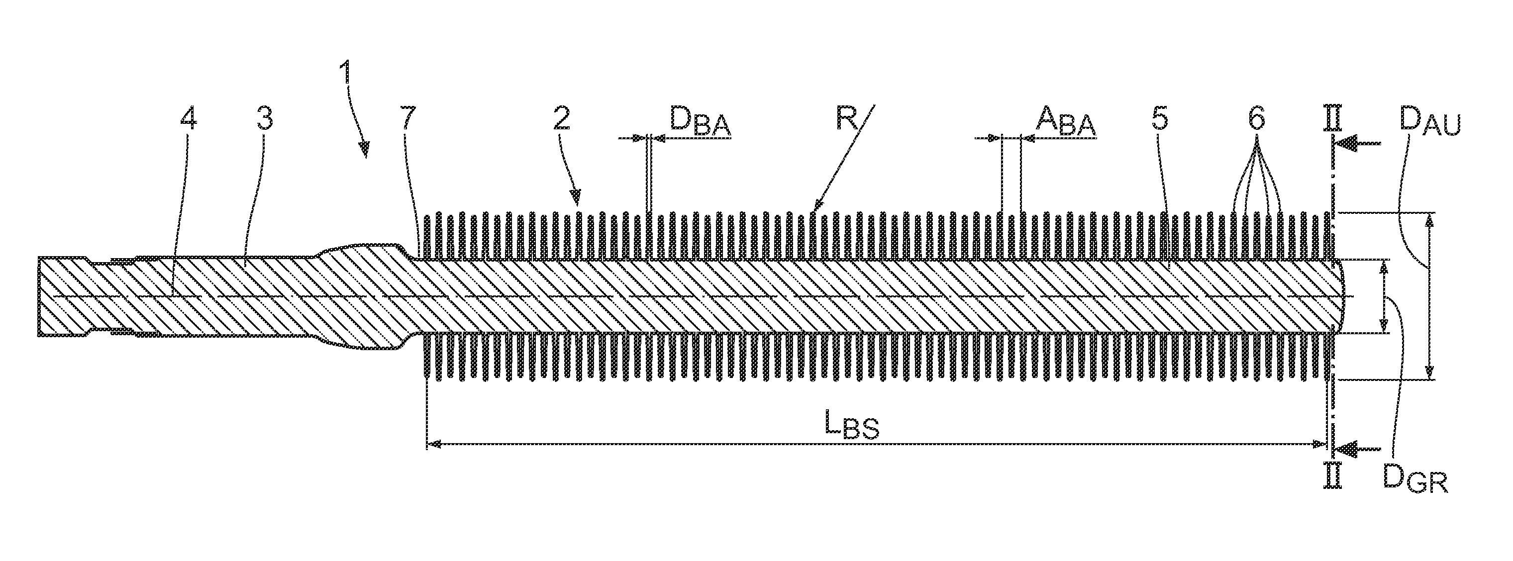 Cosmetic brush with many bristles for applying a cosmetic product