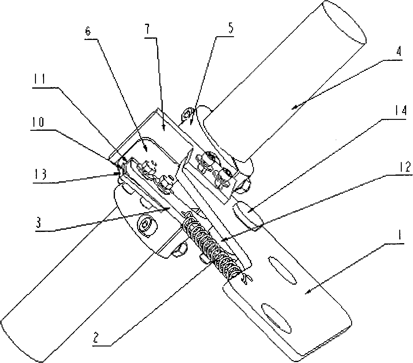 Chopping block type scissor for loom for shearing fabric in chopping manner