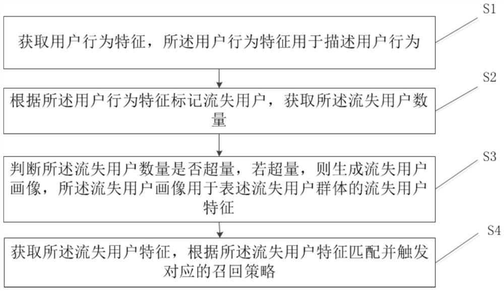 Recall strategy generation method based on low-steady-state user identification and early warning