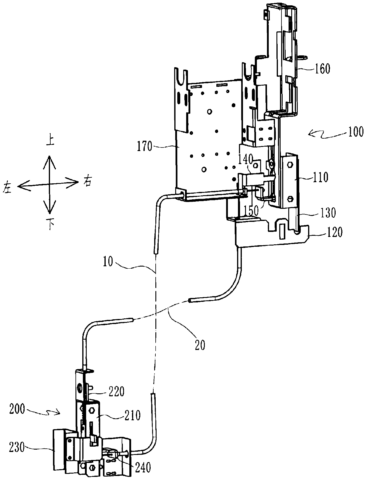 Switch cabinet cable chamber door interlocking device