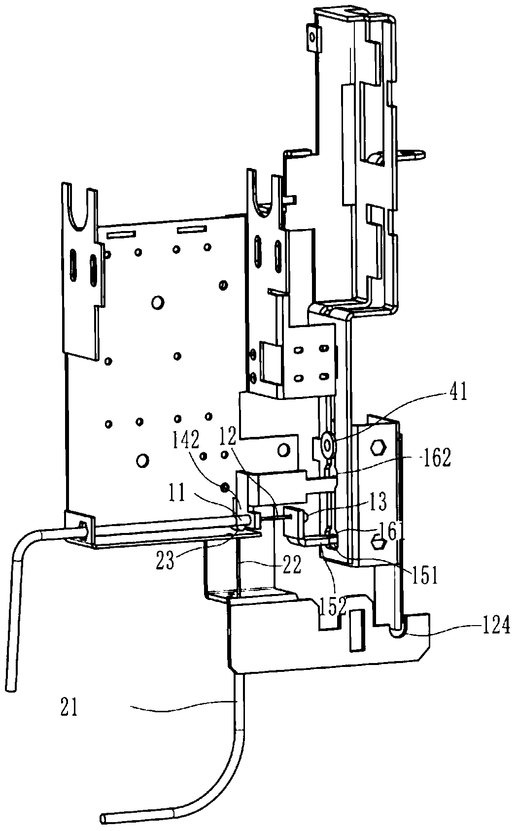 Switch cabinet cable chamber door interlocking device