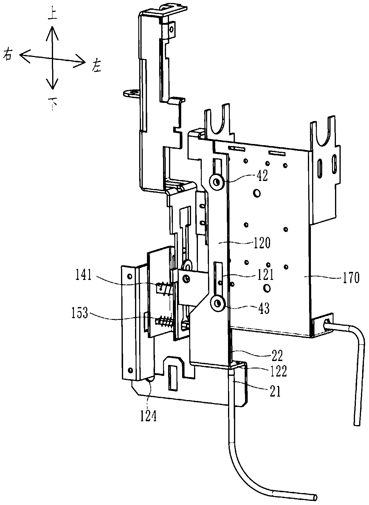 Switch cabinet cable chamber door interlocking device