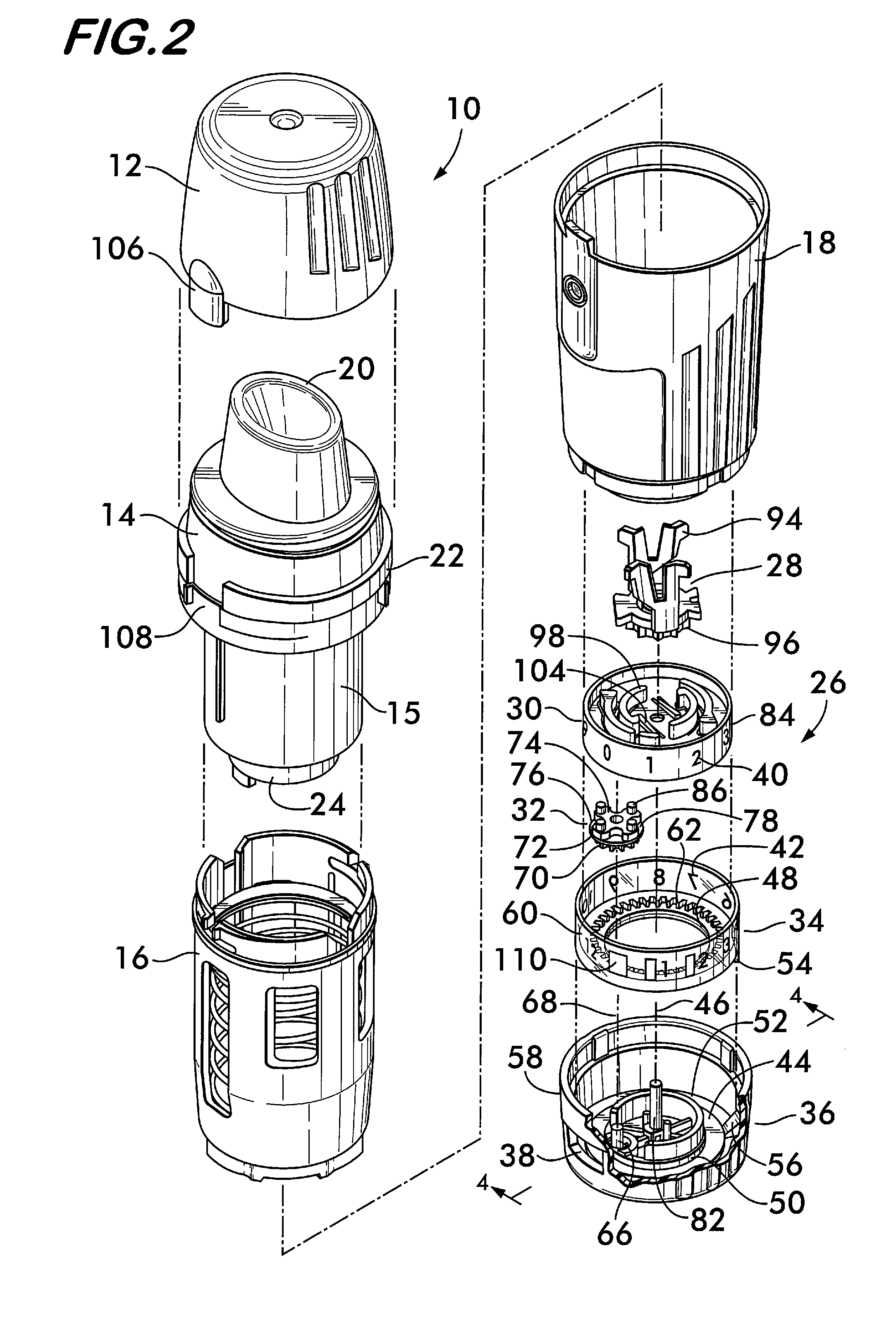 Mechanical doses counter for a powder inhaler