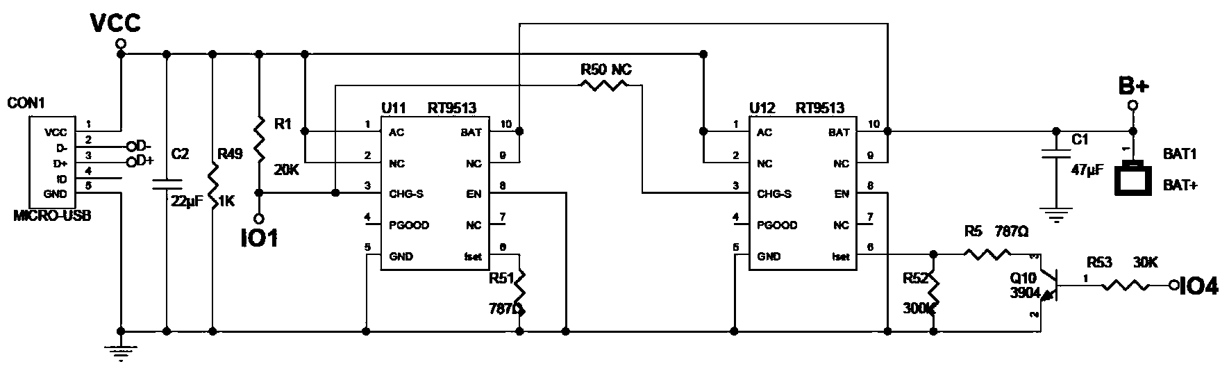 Automatic identification terminal charging and self-adaptive terminal OTG system for portable power source