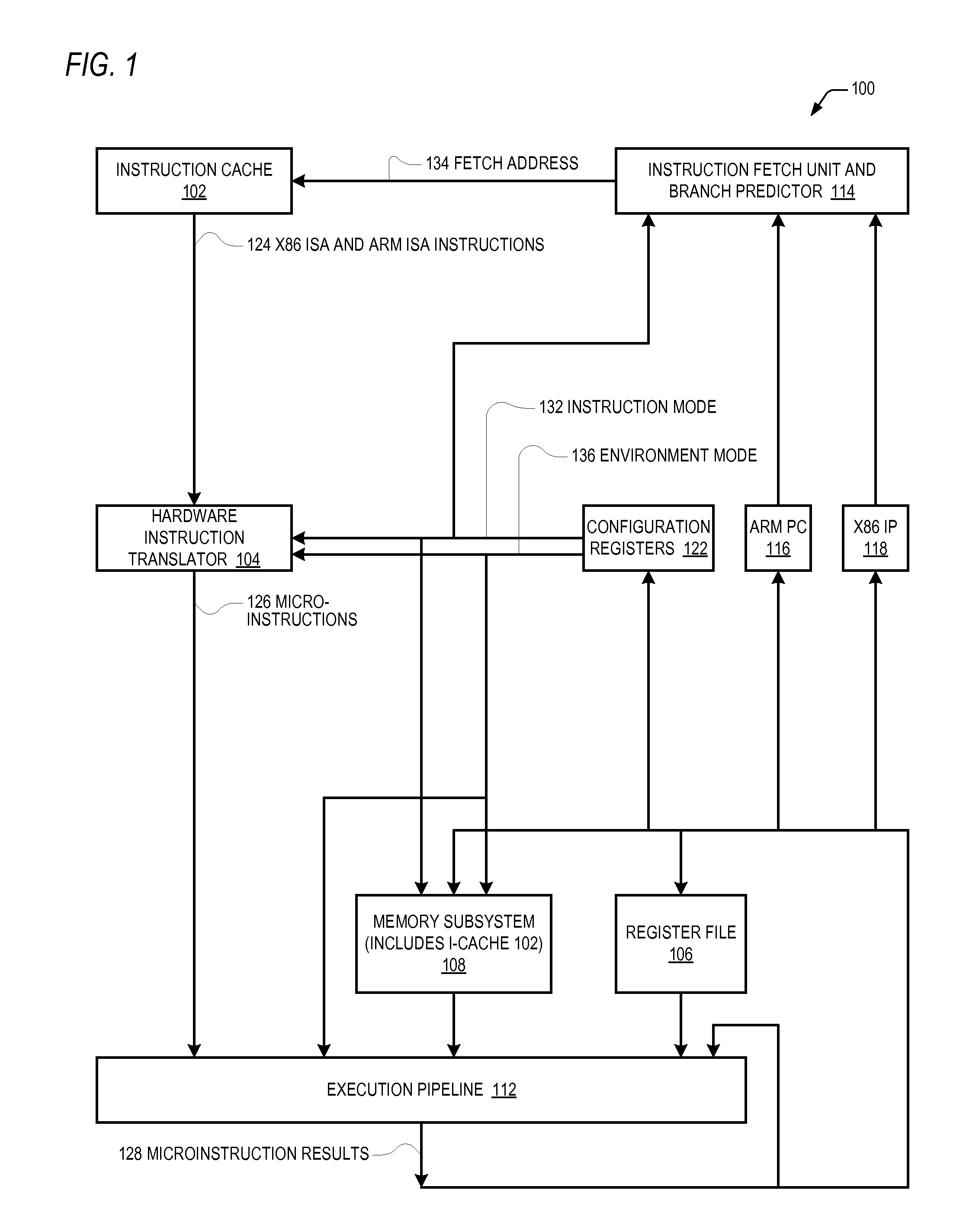 Microprocessor that enables arm isa program to access 64-bit general purpose registers written by x86 isa program