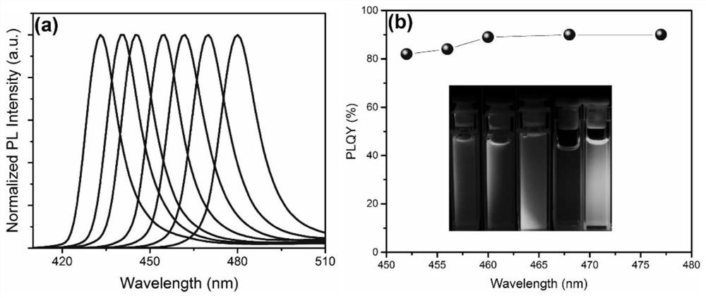 A blue light perovskite with high quantum yield and its preparation method and application