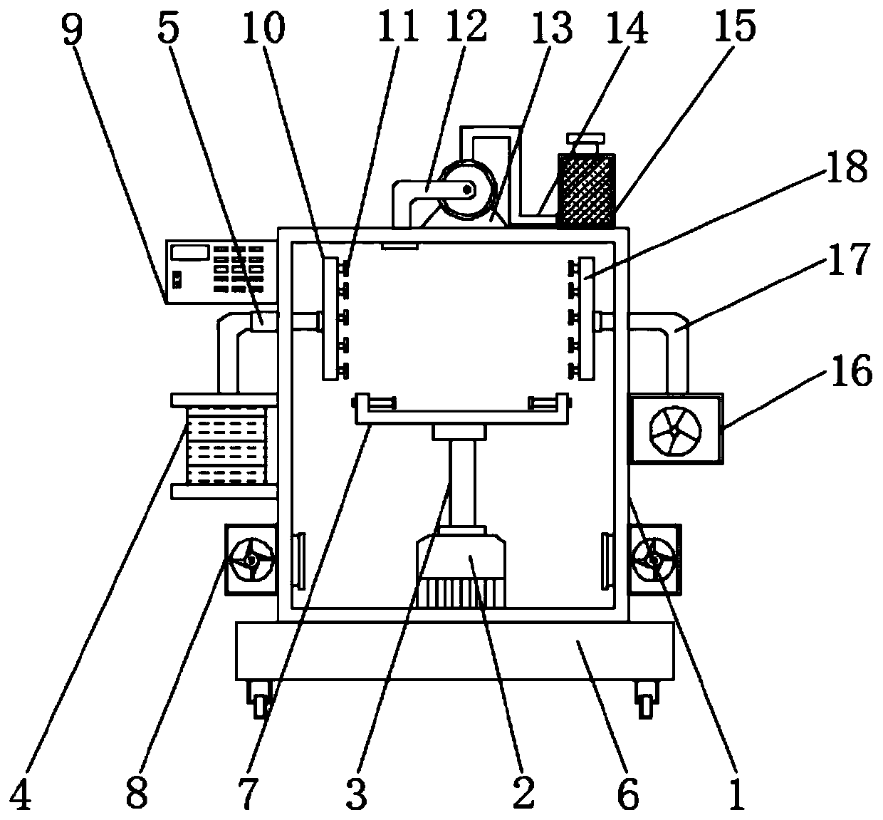 Art design sample coloring, drying and dust removing device