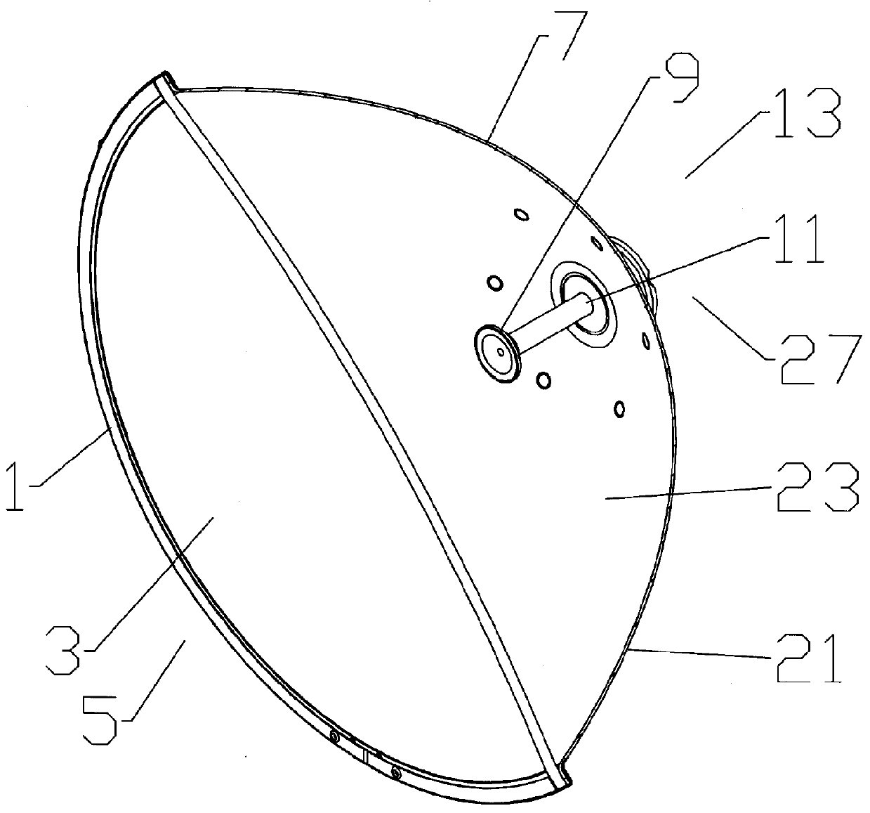 Reflector antenna radome attachment band clamp