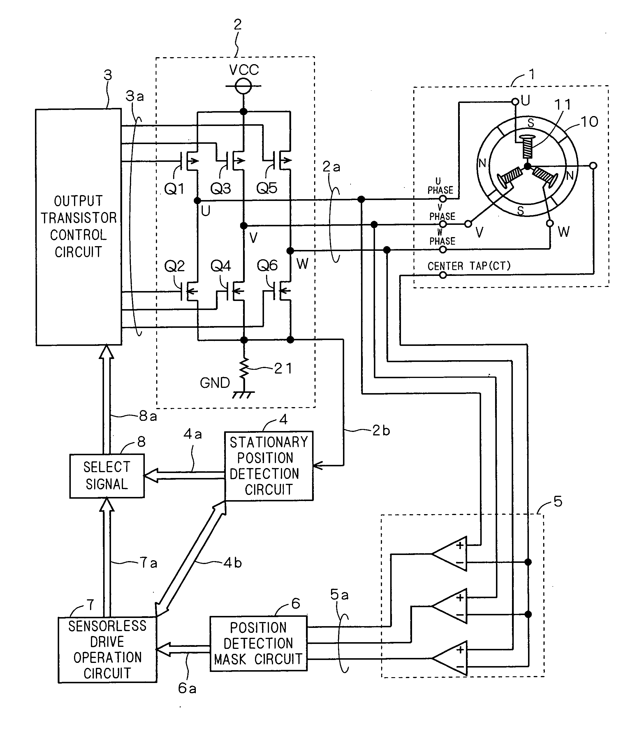 Stationary position detection circuit and motor drive circuit