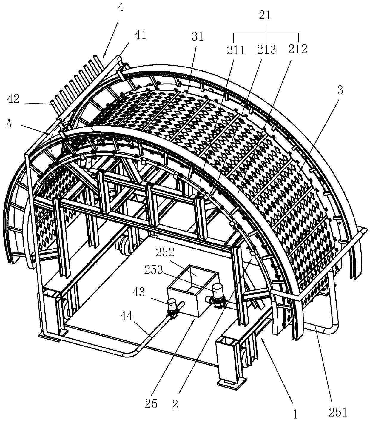 Sprinkling system used for tunnel safety protection platform truck