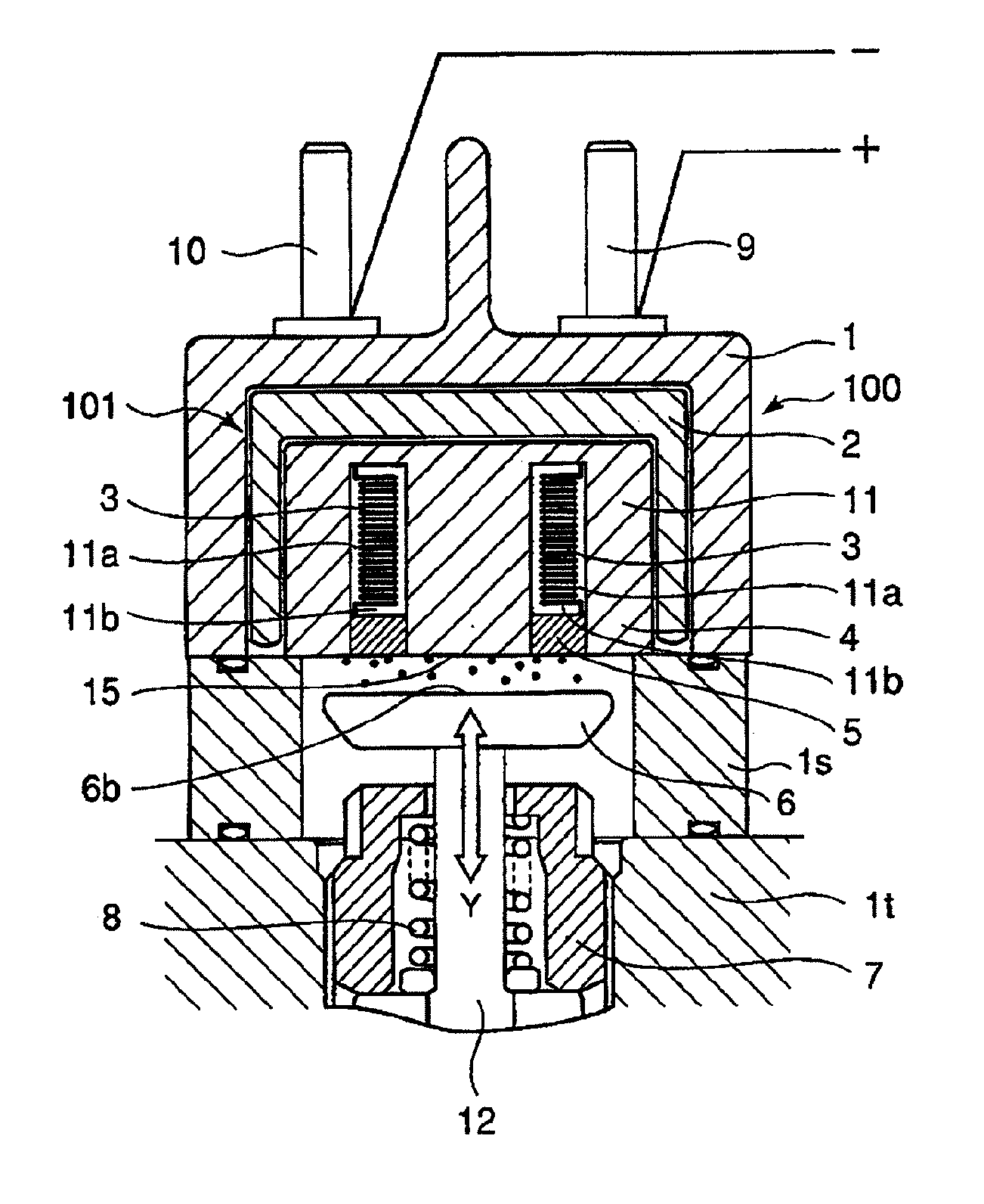 Solenoid type electromagnetic valve device