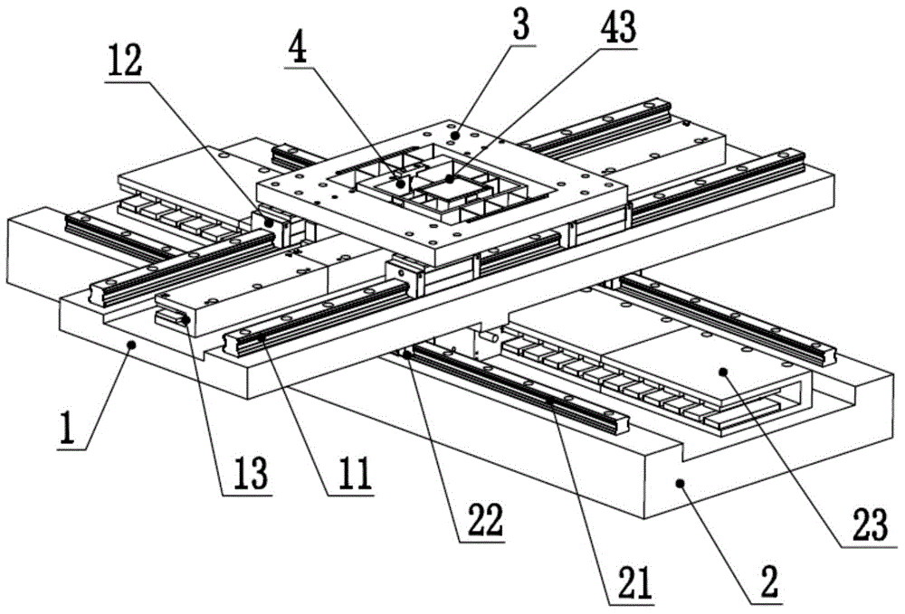 Co-stator multi-drive macro and micro integration high-speed precision movement two-dimensional platform for linear motor