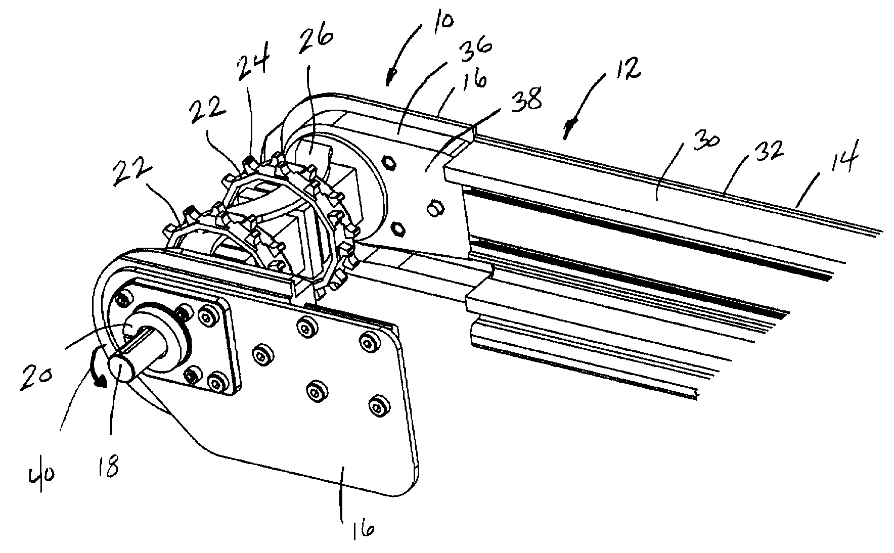 Contained drive system for chain conveyor belt to reduce catenary sag