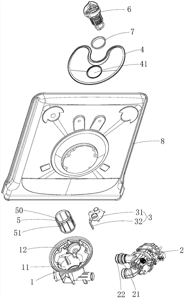 Dishwasher self-cleaning water flow system and dishwasher