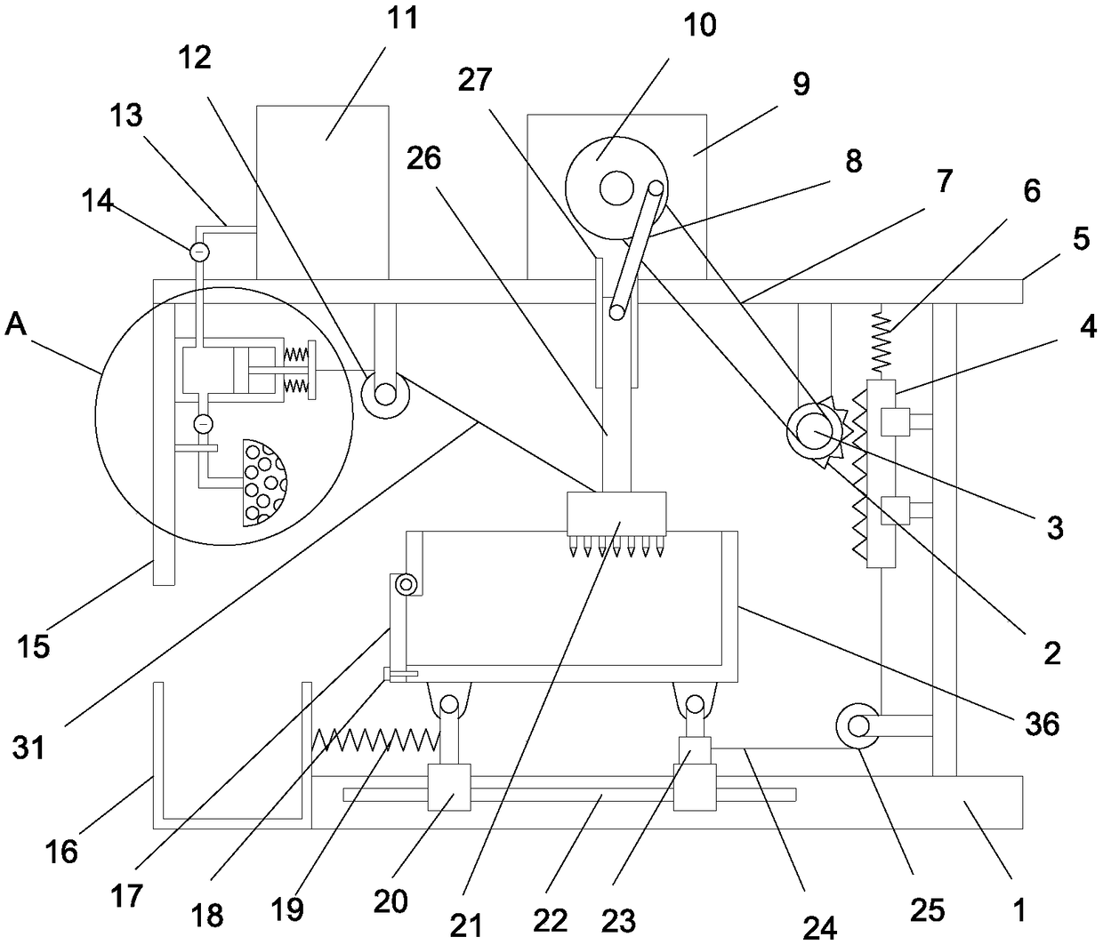 Dust falling type medical waste crushing treatment device