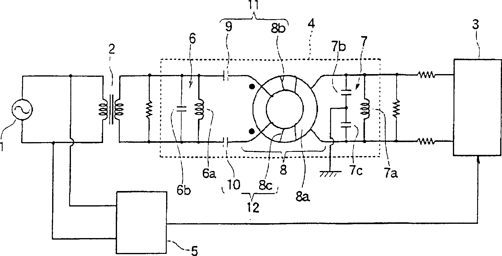 Noise filter and plc modulator-demodulator using same