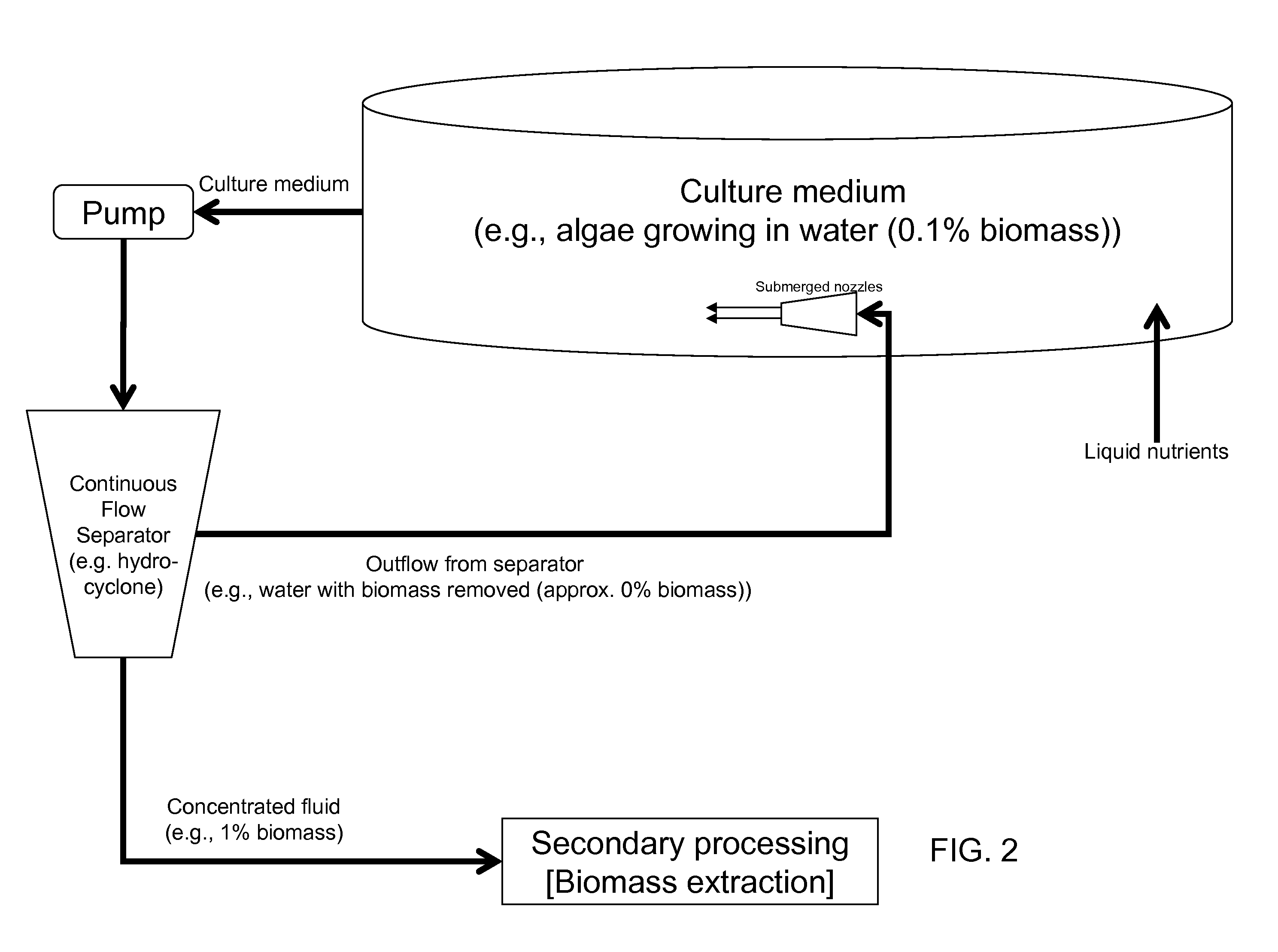 System and related method for concentrating biological culture and circulating biological culture and process fluid