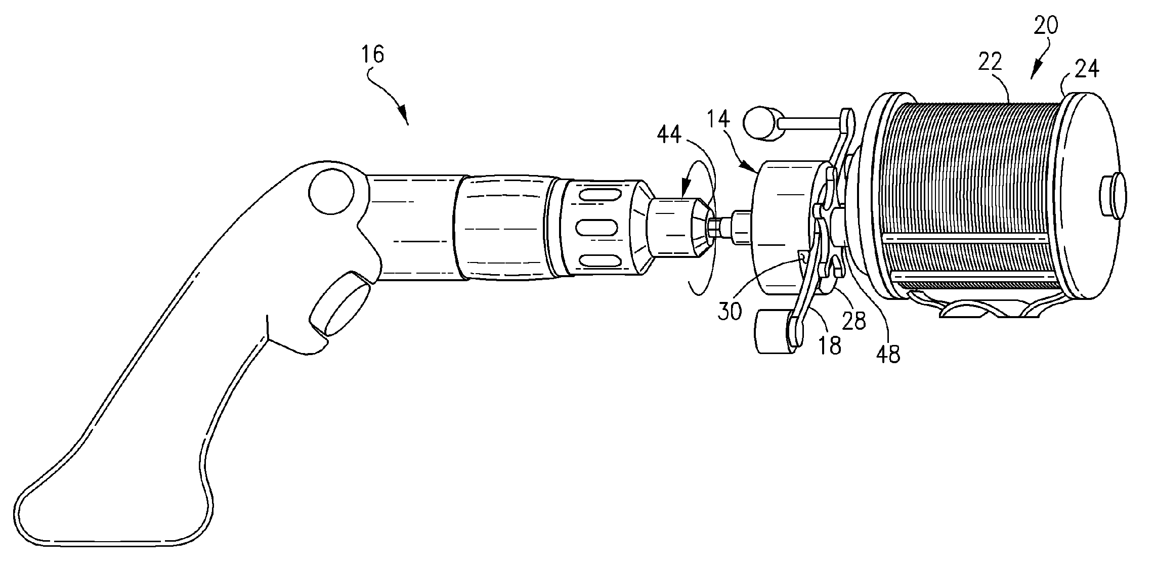 Fishing reel winding arm adapter for winding a fishing line