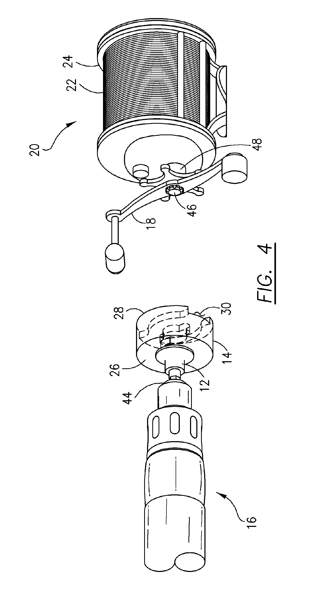 Fishing reel winding arm adapter for winding a fishing line