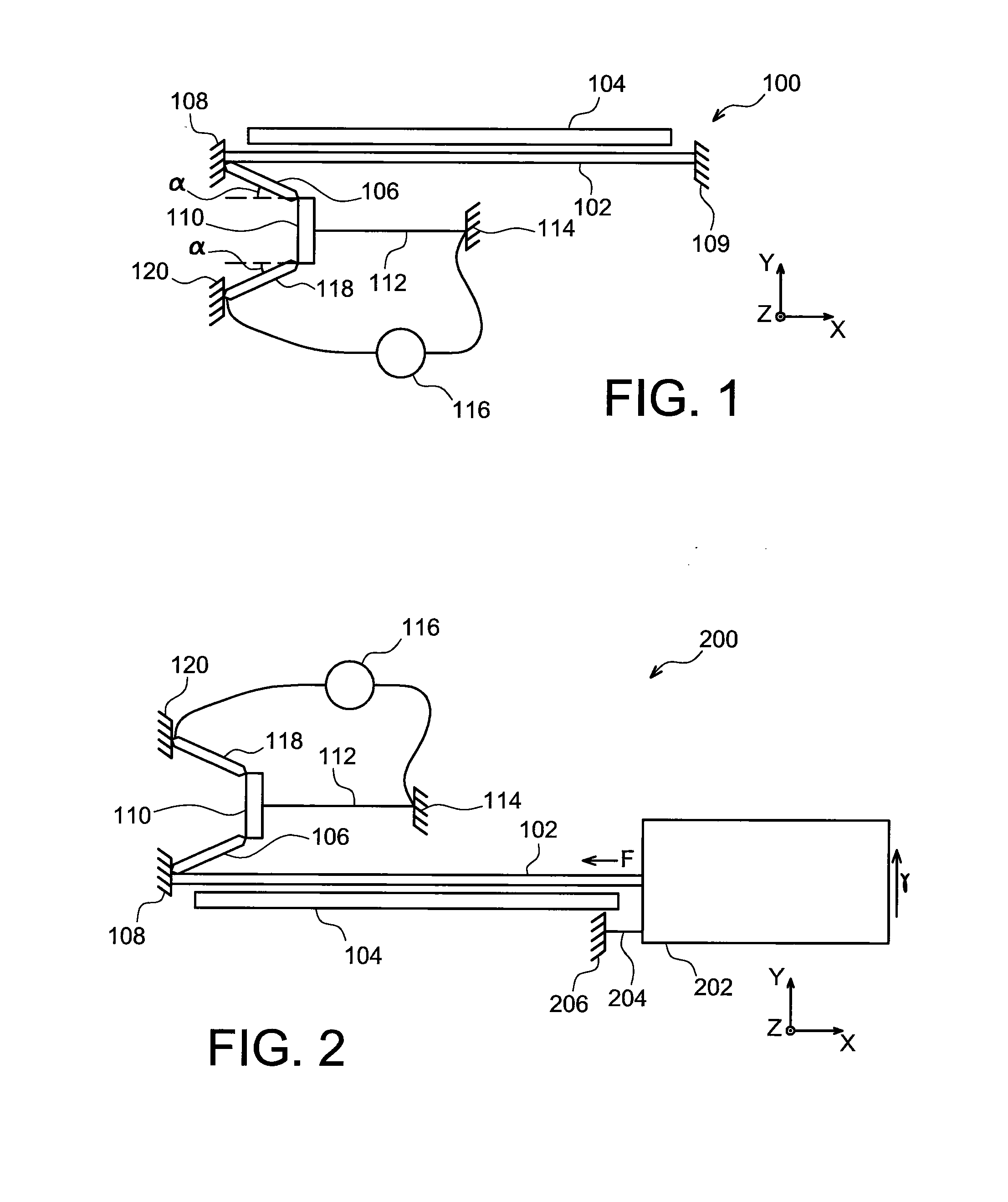 Device with detection by suspended piezoresistive strain gauge comprising a strain amplifier cell