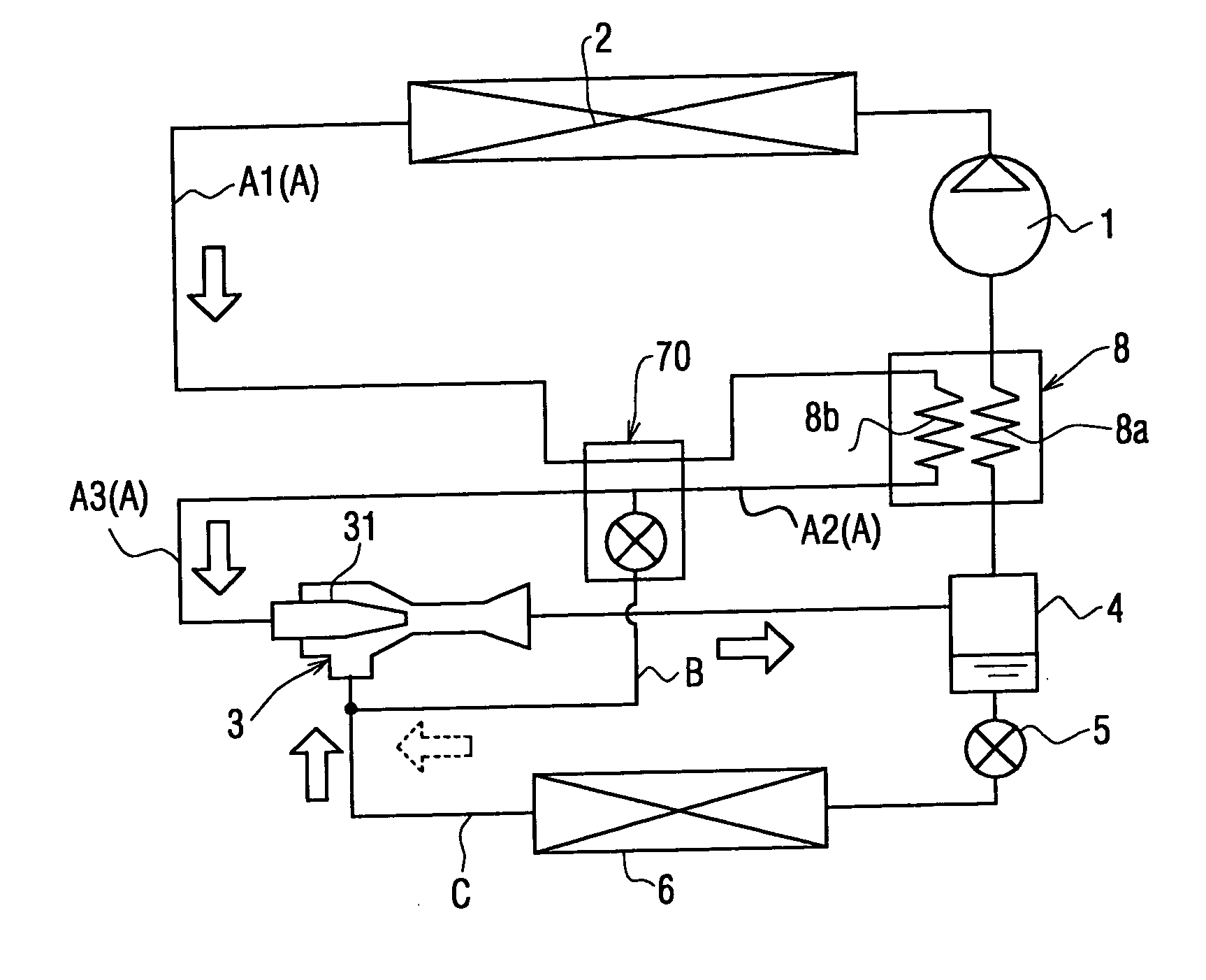 Refrigerant cycle with ejector