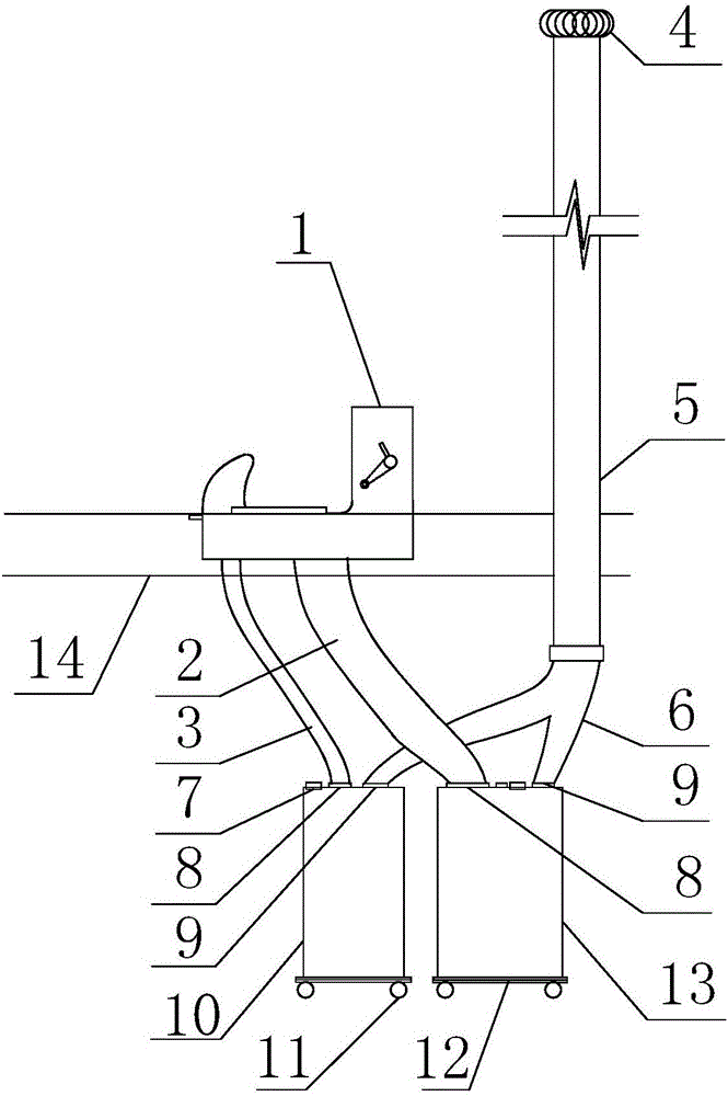 Flushing-free excrement and urine separating collecting and treatment system of public washroom